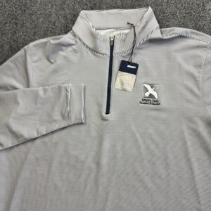 Ahead Performance Sweatshirt Mens Large Quarter Zip Pullover Striped Blue White